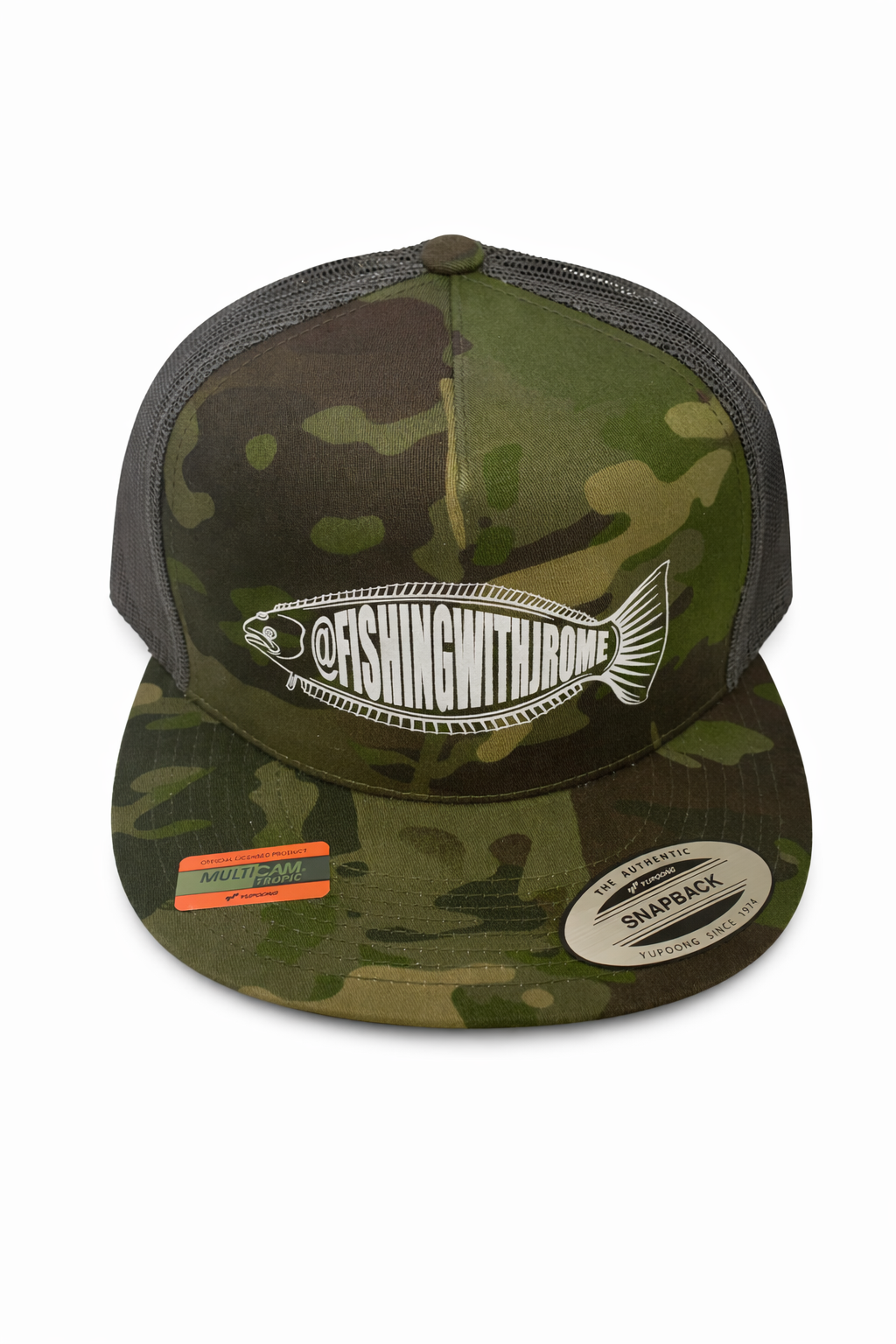 Fishing With JRome Trucker Snapback Hat - Green Camo